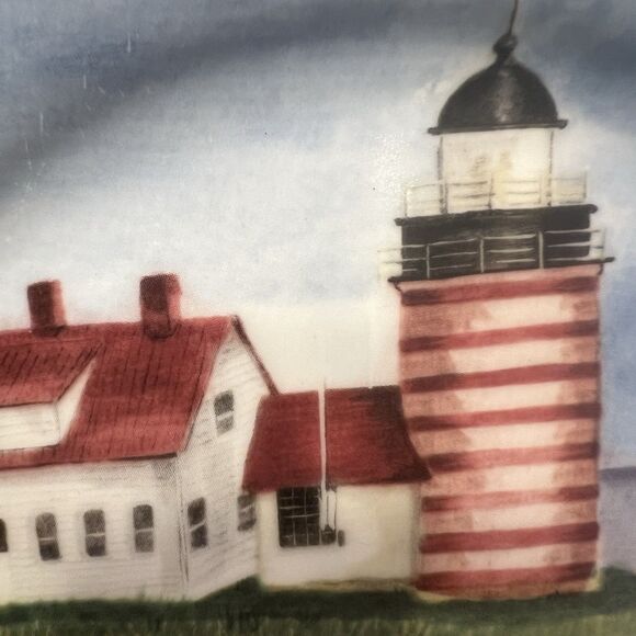 American Atelier Lighthouse Plate Set of 4 Cape Hatteras Coastal Decor - Picture 9 of 12